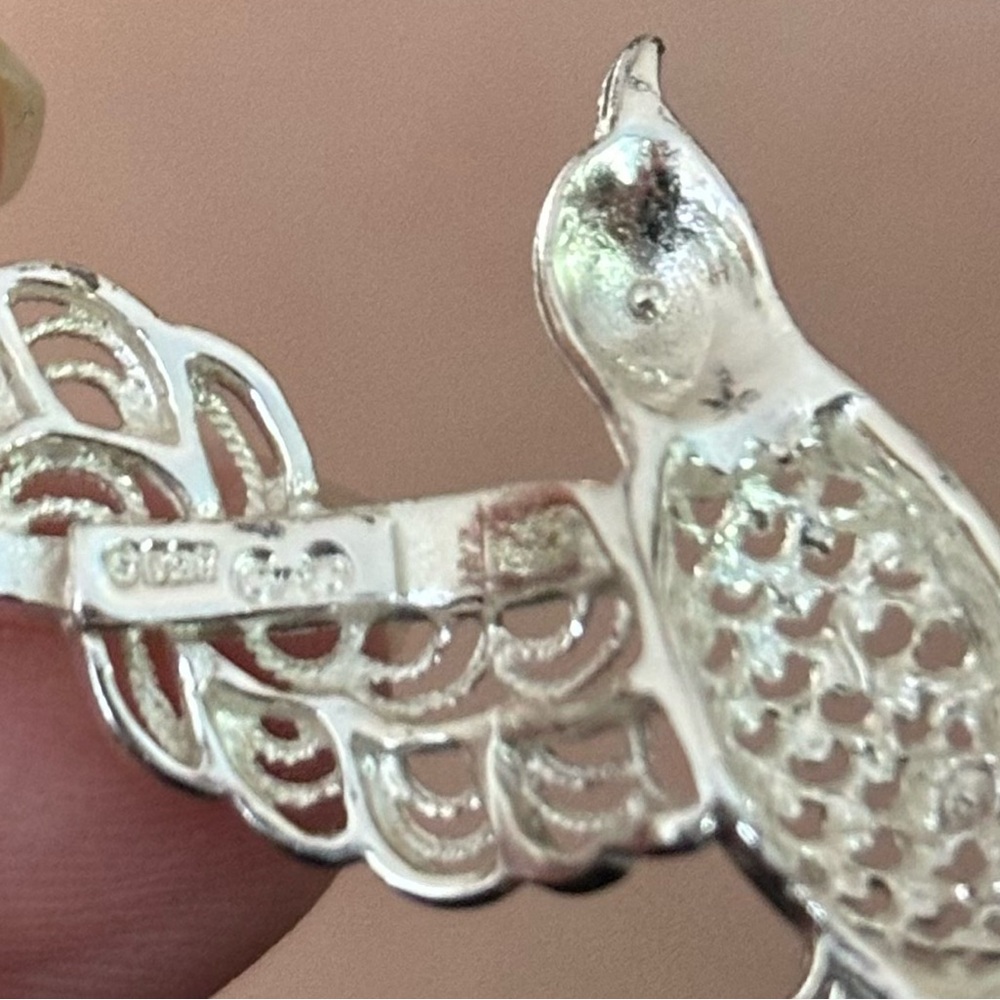 Vintage 1960 filigree seagull silver brooch-RARE - Picture 10 of 13